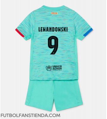 Barcelona Robert Lewandowski #9 Tercera Equipación Niños 2023-24 Manga Corta (+ Pantalones cortos)